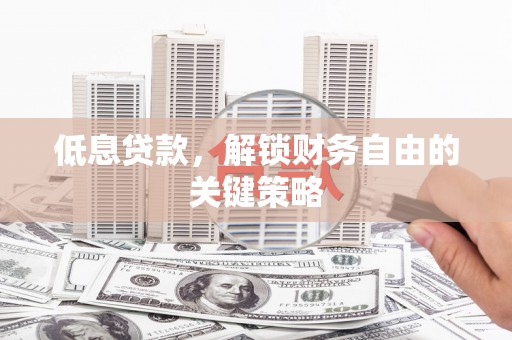 风顺堂区低息贷款，解锁财务自由的关键策略