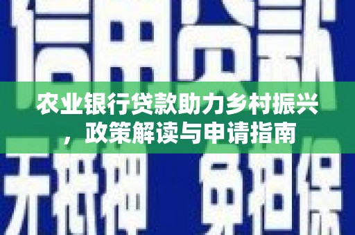 风顺堂区农业银行贷款助力乡村振兴，政策解读与申请指南