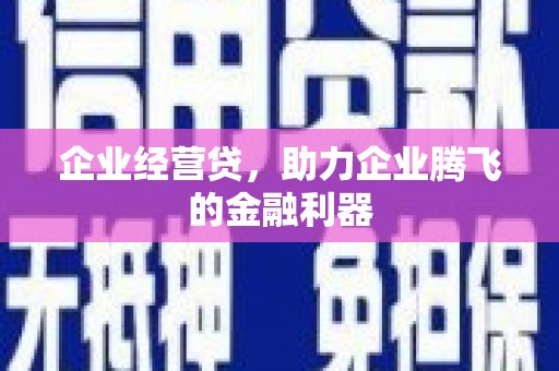 风顺堂区企业经营贷，助力企业腾飞的金融利器