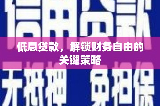 风顺堂区低息贷款，解锁财务自由的关键策略