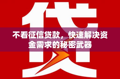 风顺堂区不看征信贷款，快速解决资金需求的秘密武器