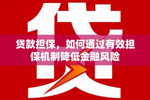 风顺堂区贷款担保，如何通过有效担保机制降低金融风险