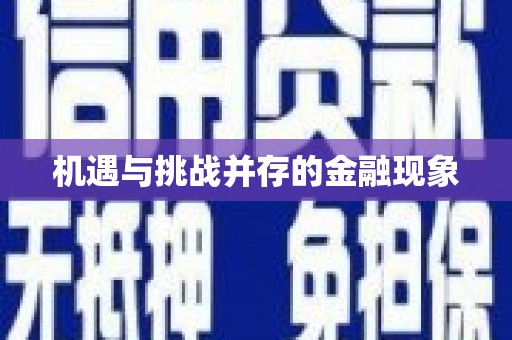 风顺堂区机遇与挑战并存的金融现象